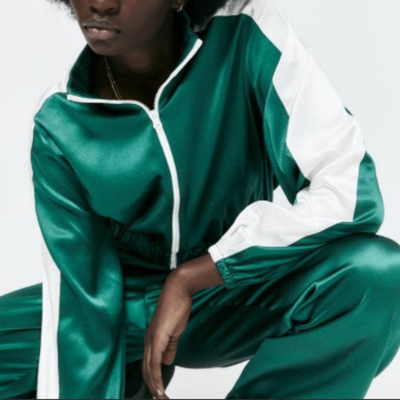 SET satin effect piped jacket& pants SzS - Picture 8 of 8